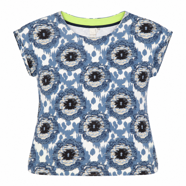 Blue Abstract Print Organic Cotton Short Sleeve T-