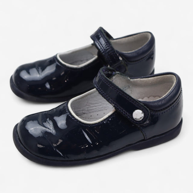 Patent Blue Shoes with white buttons