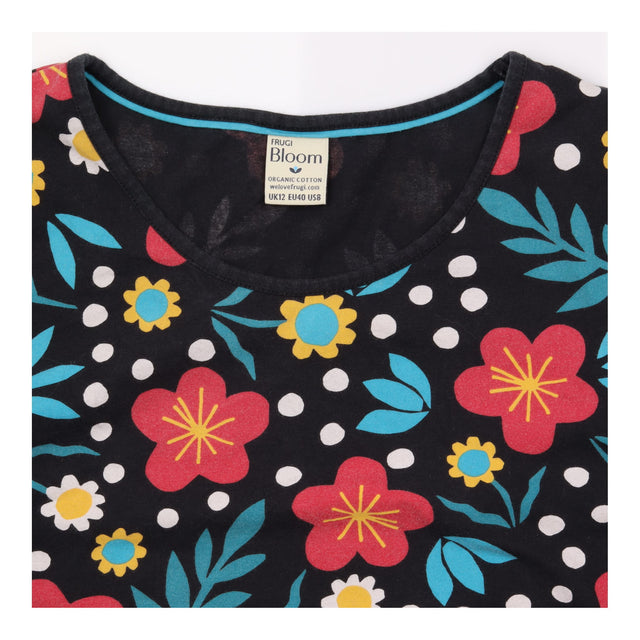 Top organic maternity nursing floral print navy