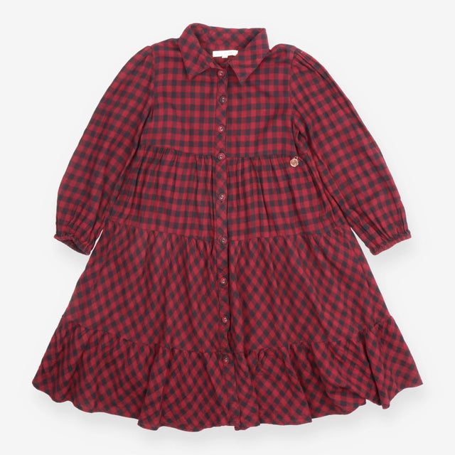 Angel and Rocket Tiered Collared Shirt Dress Burgu
