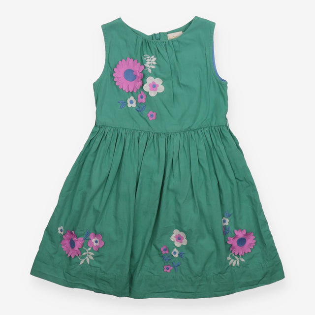 Sleeveless Dress Green with Purple Flowers