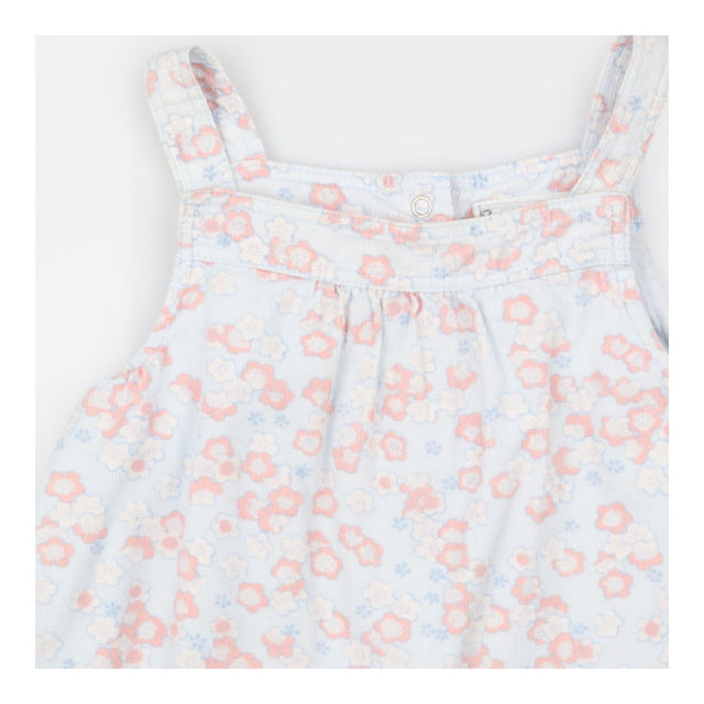 Dungaree cord light blue with pink floral print