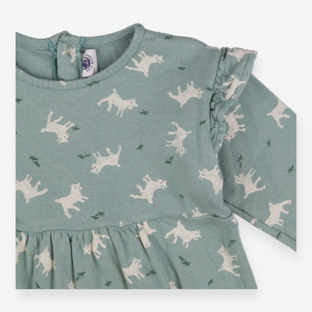 Dress LS jersey green goats