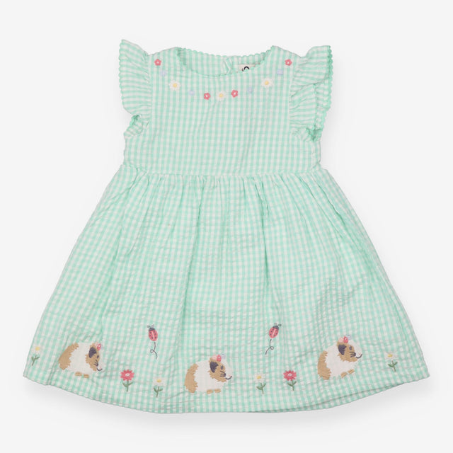 Green gingham guinea pig dress