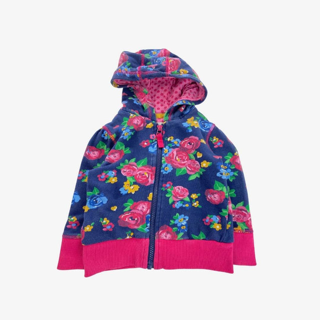 Navy and pink floral zip hoodie