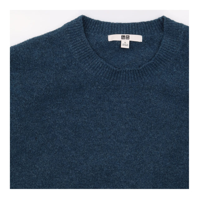 Jumper Blue Wool Blend Oversized Crew Neck