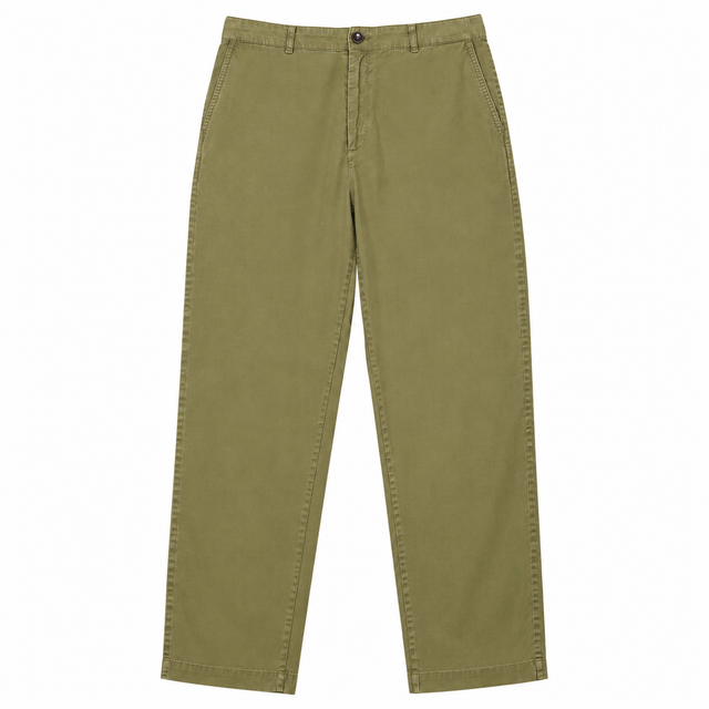 Trousers Cotton Linen Blend Pull On Olive Green
