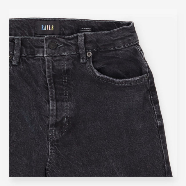 Topanga High-Rise Straight Leg Jeans in Washed Bla