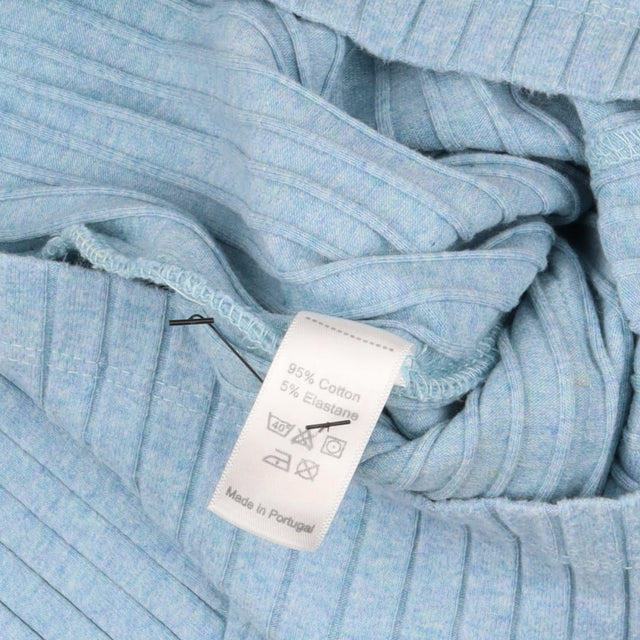 Blue ribbed long sleeve jersey dress