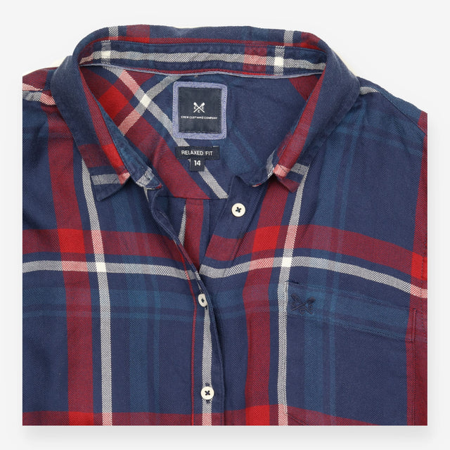 Navy and Red Check Relaxed-Fit Shirt