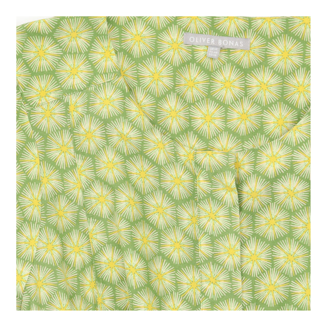 Green Yellow Sunburst Print Lyocell Linen Blend To