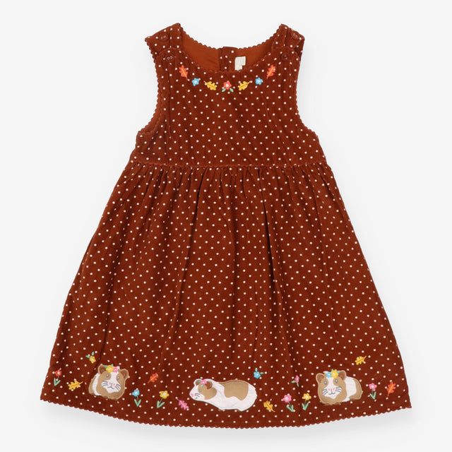 Pinafore Cord Brown Guinea Pigs Applique