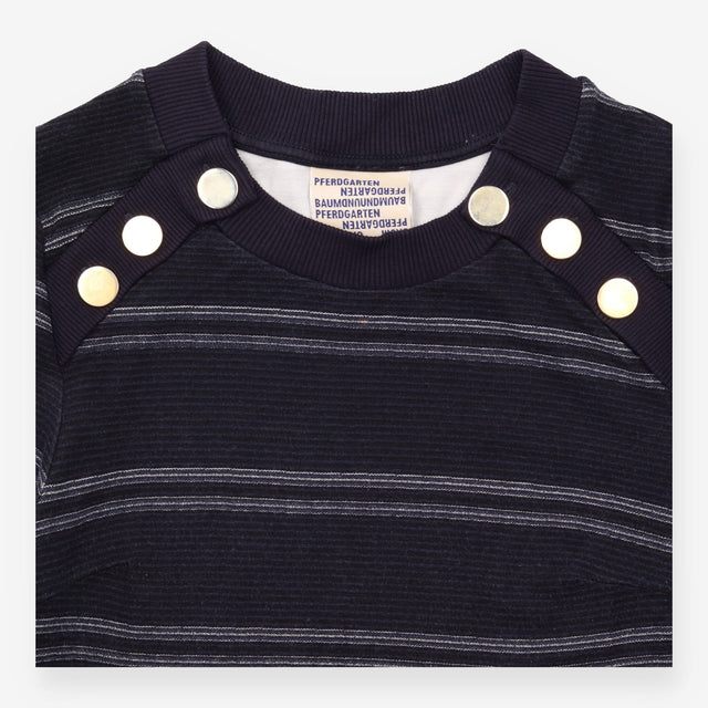 Navy Striped Sailor Button Top and Trousers Set
