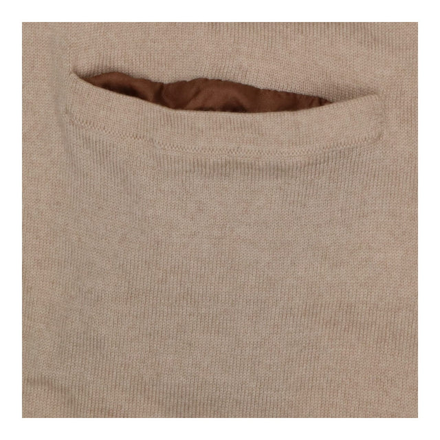 Midi Sweater Dress Cream & Brown Merino Wool, Silk