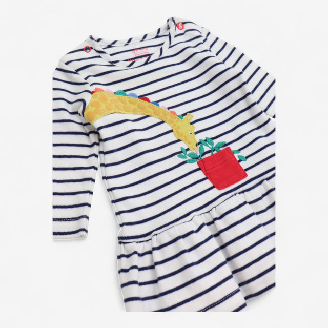 Blue Striped Skater Dress with Hungry Giraffe