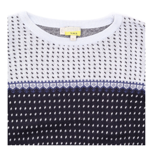 Navy & Grey Geometric Pattern Jumper