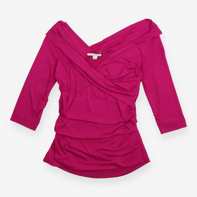 Draped Top Fuchsia Pink Asymmetric Cowl Detail