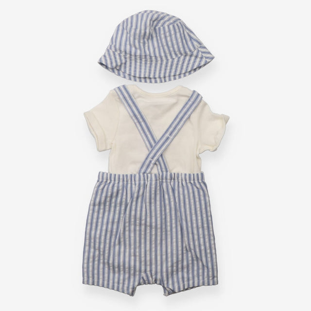 Outfit dungarees stripe shortie cream bodysuit mat
