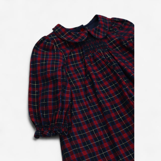 Dress Smocked Tartan with Gold