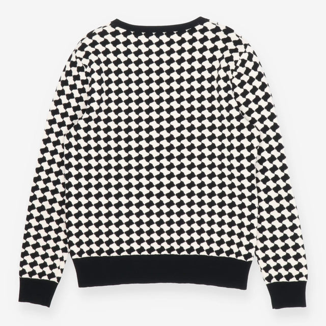 Paule Ka Black & White Geometric Knit Sweater Luxu