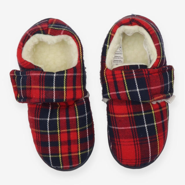 Slippers red and navy tartan