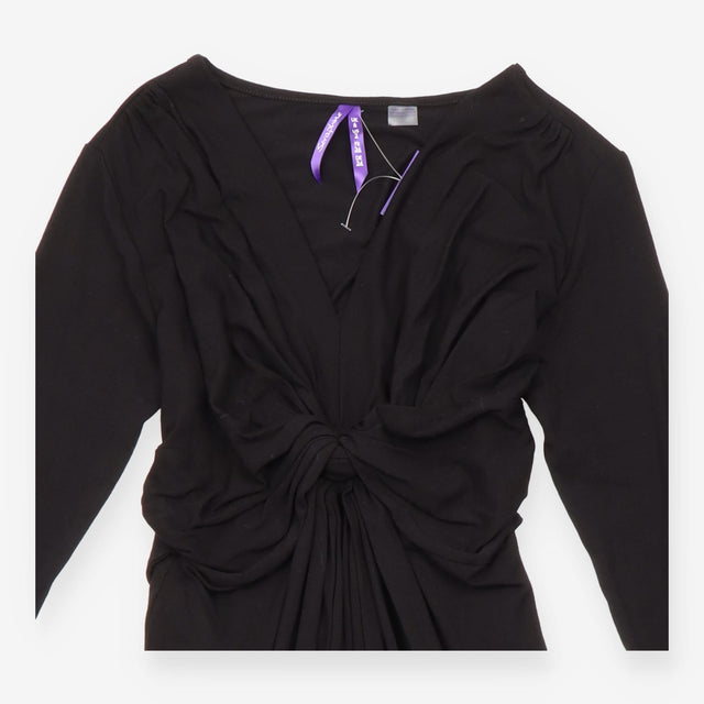 Black Knot Front Long Sleeve Maternity Dress