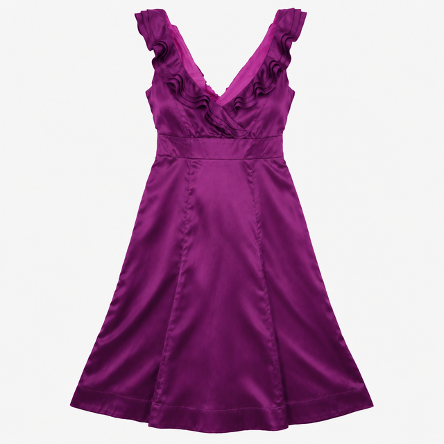 Purple Silk Blend Maxi Dress with Ruched Bust Deta