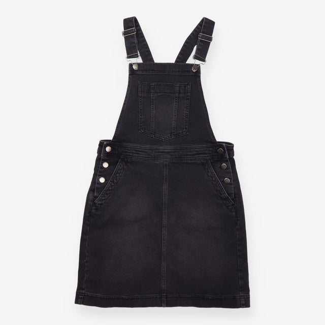 Dress Washed Black Denim Cotton Dungaree Pinafore
