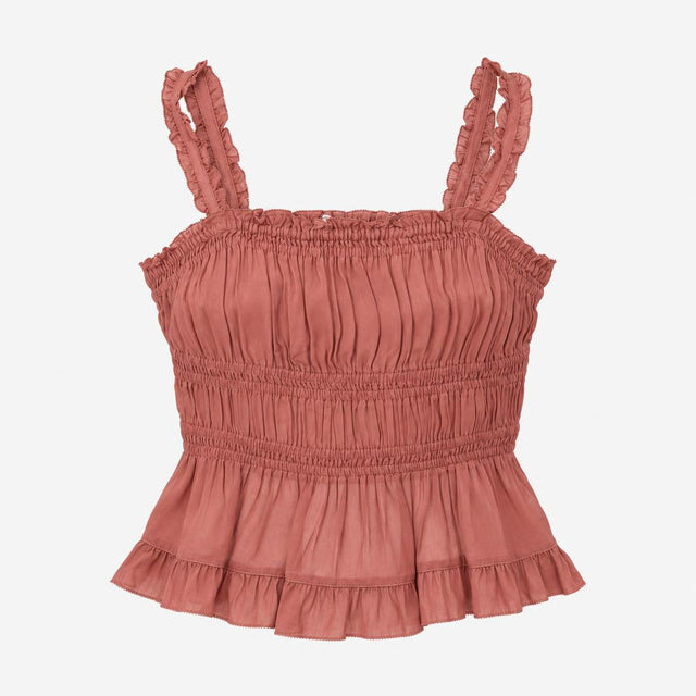 Top Per Una Shirred Sleeveless Cami Peplum Truffle