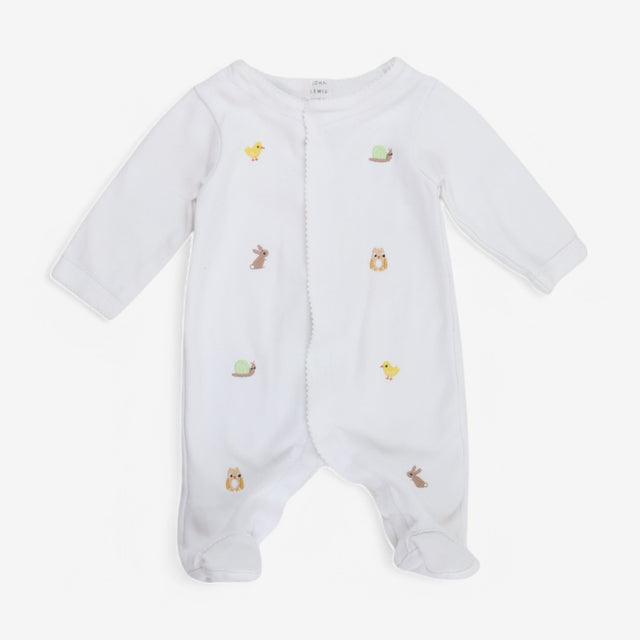 Sleepsuit white embroidered animals