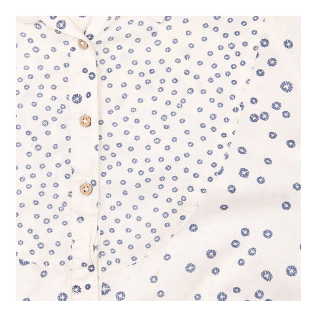 Cotton Blouse Ecru Navy Spot Print Long Sleeve