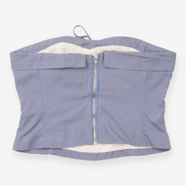 Corset Top Blue Polka Dot Strapless Bustier Y2K
