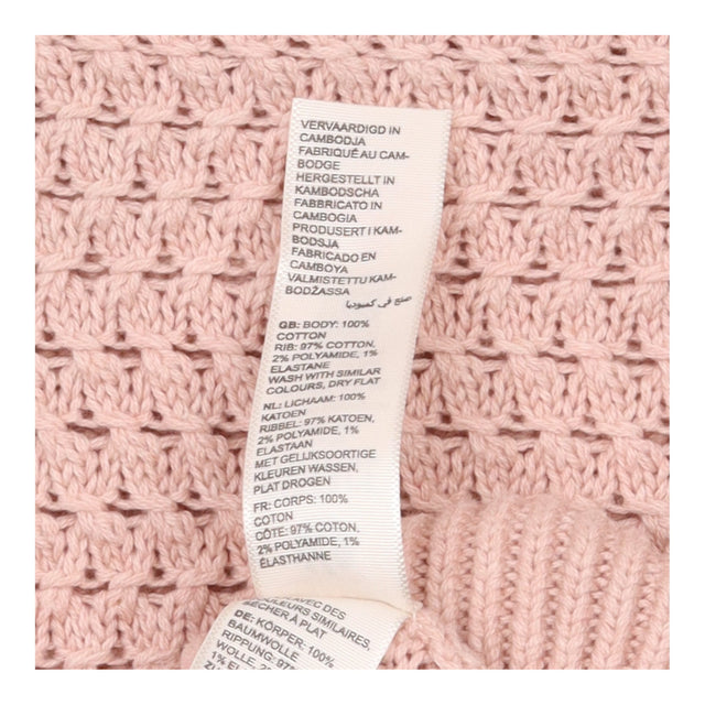 Jumper Pink Open Knit Crew Neck Long Sleeve