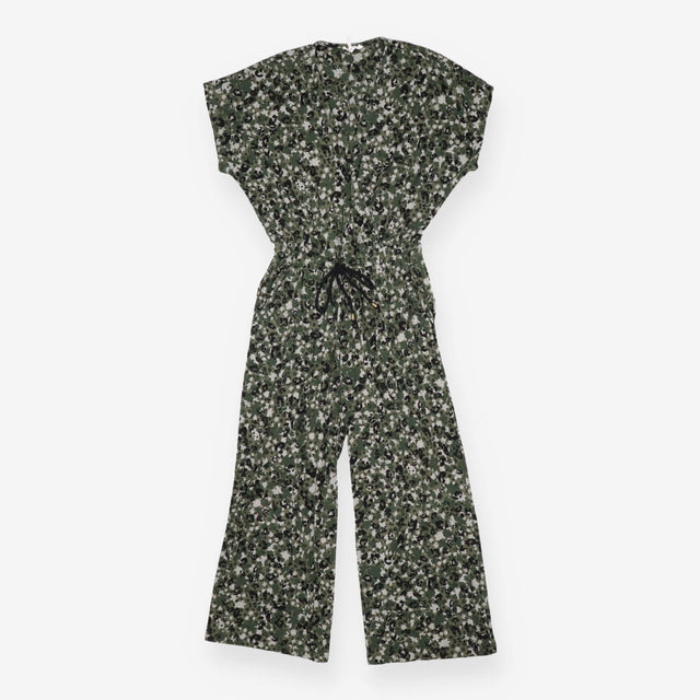 Floral Jumpsuit Khaki Grey Black Drawstring Pocket
