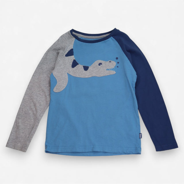 T-shirt long sleeve blue dinosaur