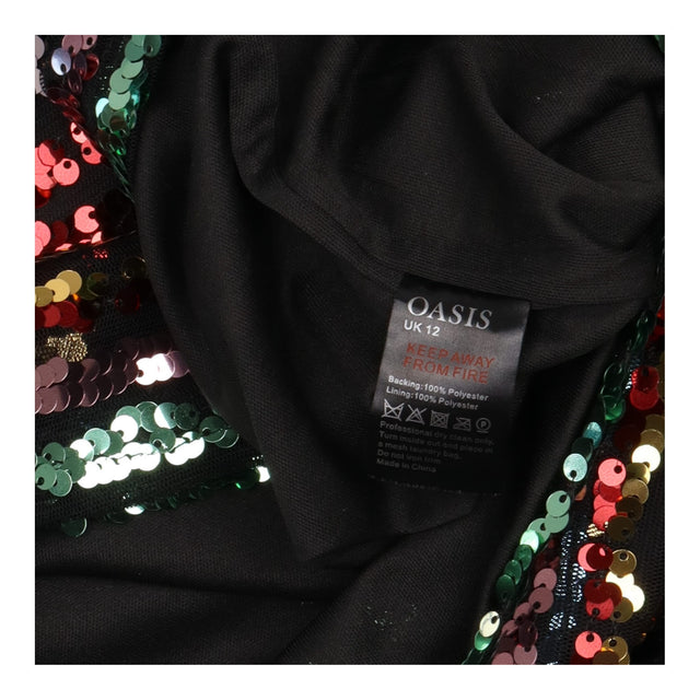 Sequin Top Rainbow Stripe Long Sleeve Black