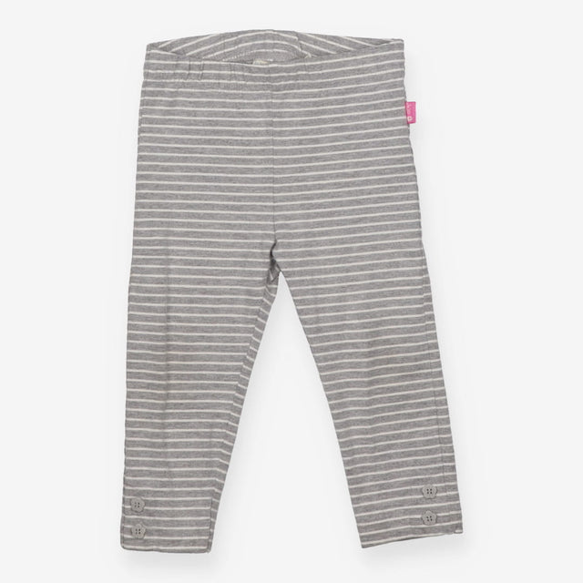Leggings Grey Stripe with Flower Buttons