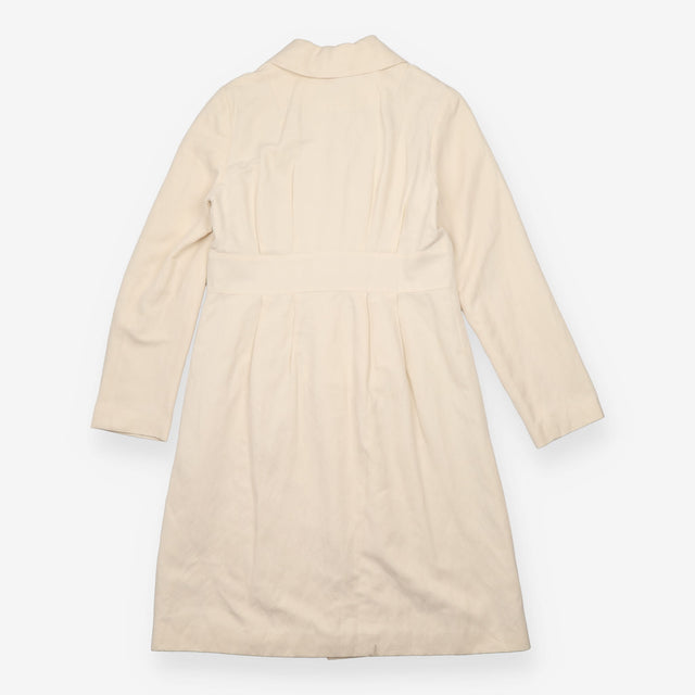 Ivory Silk-Linen Bow-Waist Occasion Coat