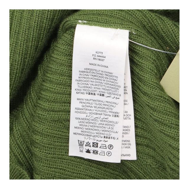 Olive Green 100% Merino Wool Ribbed Knit Crew Neck