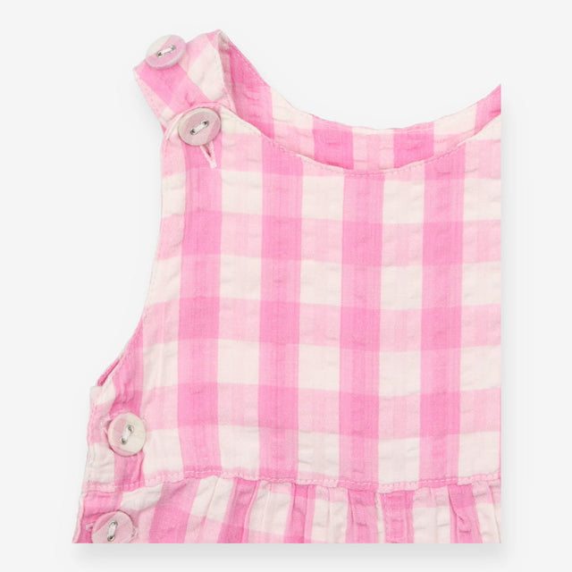 Romper Woven Pink and White Check