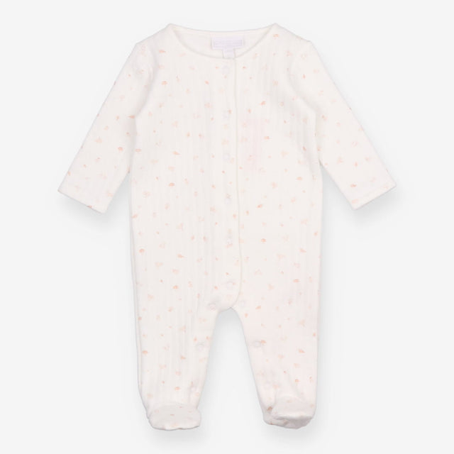 Sleepsuit white quilted pink print