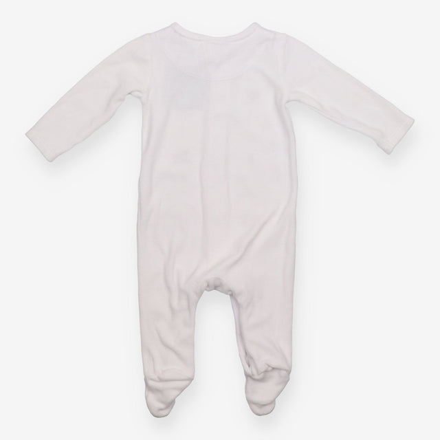 White velour sleepsuit with festive appliques