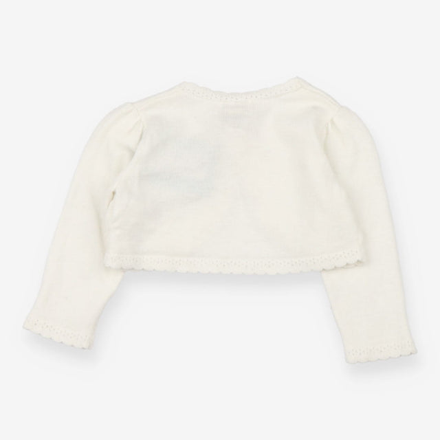 Bolero Cardigan Cream with Flower Shaped Button