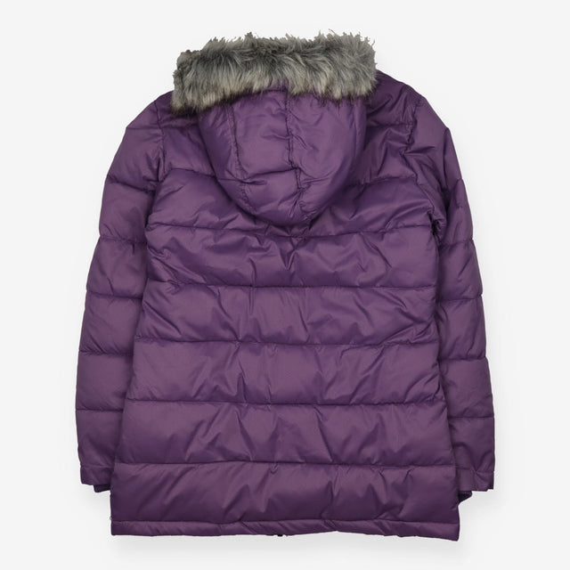 Purple Padded Coat Fur Trim Hood