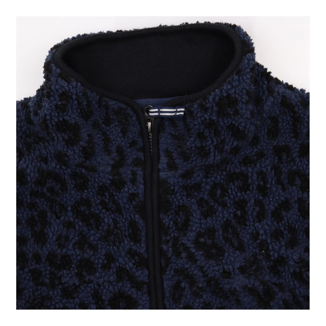 Jacket Navy Leopard Print Sherpa Fleece Full Zip