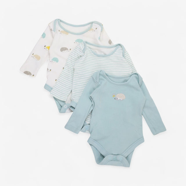 Teal Hedgehog LS bodysuits 3pcs