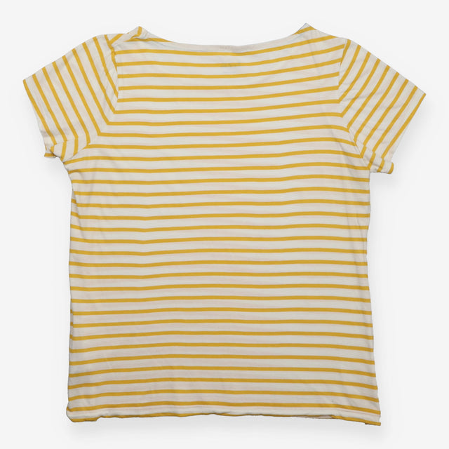 T-Shirt Striped Short Sleeve Cotton Yellow Cream