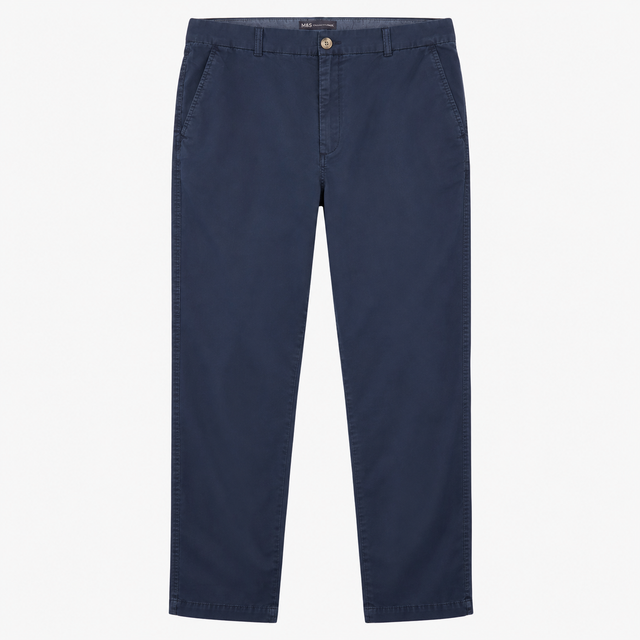 Trousers Navy Pure Cotton Tapered Chinos