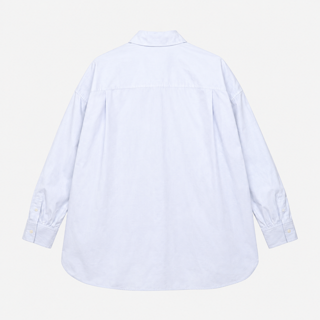 Poplin Shirt Pale Blue Cotton Relaxed Fit