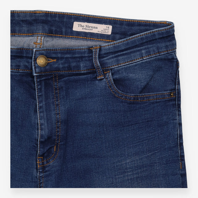 Straight Jeans Mid Blue Stretch Short Length